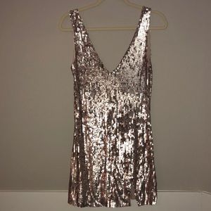 Rose Gold Sequin Mini Dress